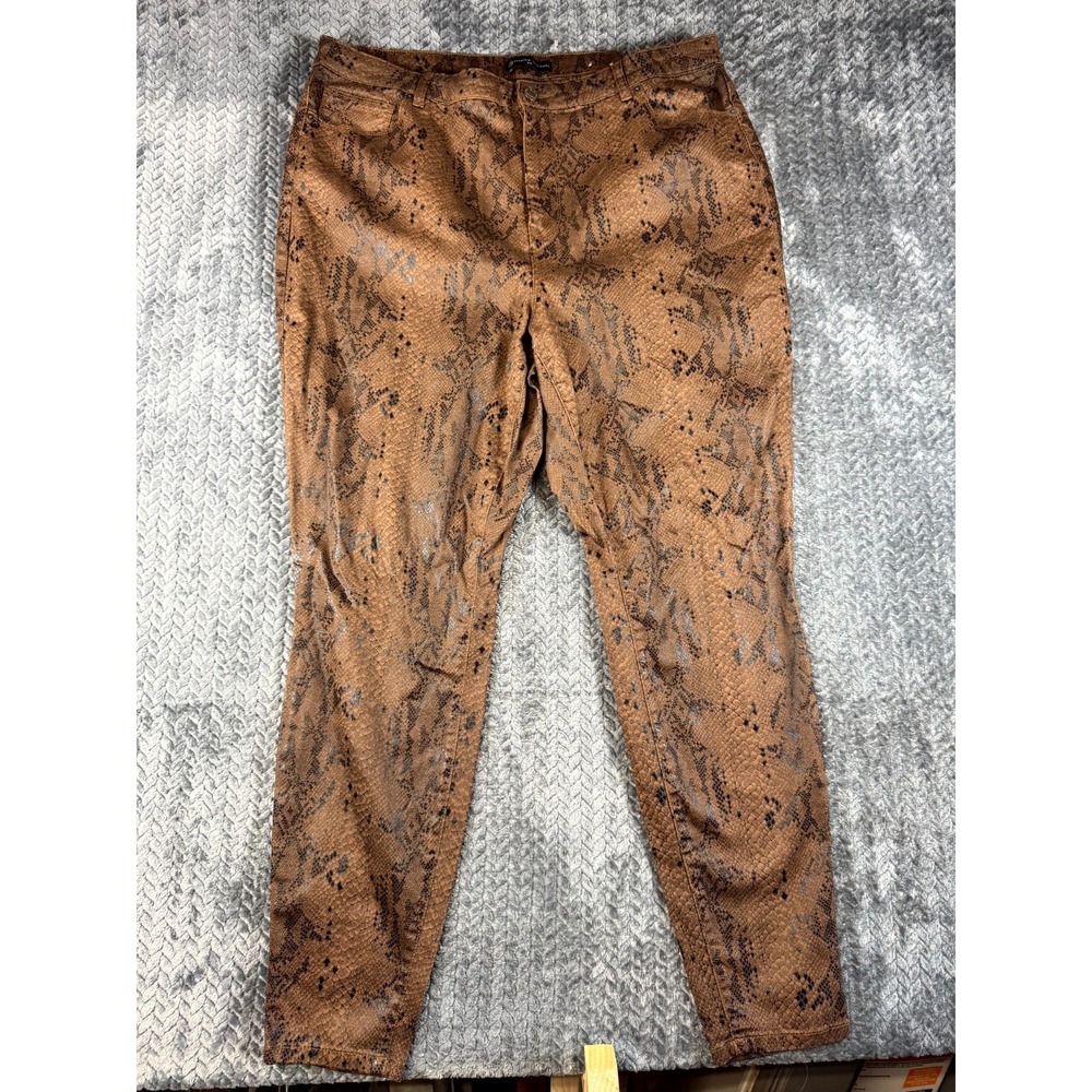 Fashion‎ to Figure Chino Pants Womens 20 Brown Snakeskin Print Cotton High Rise